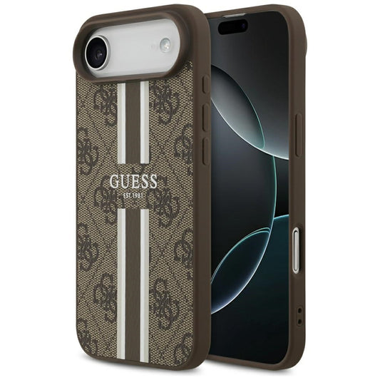 MagSafe Case for Apple iPhone 17 Air, Guess, 4G Printed Stripes, Brown