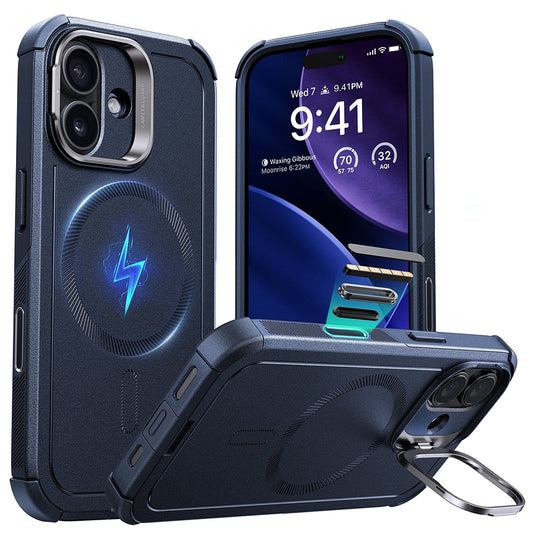 MagSafe Case for Apple iPhone 17, ESR, Cyber Armor Kickstand, Blue
