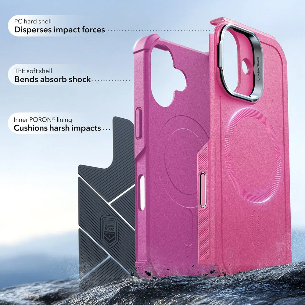 MagSafe Case for Apple iPhone 17, ESR, Cyber Armor Kickstand, Pink