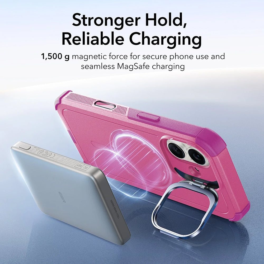 MagSafe Case for Apple iPhone 17, ESR, Cyber Armor Kickstand, Pink