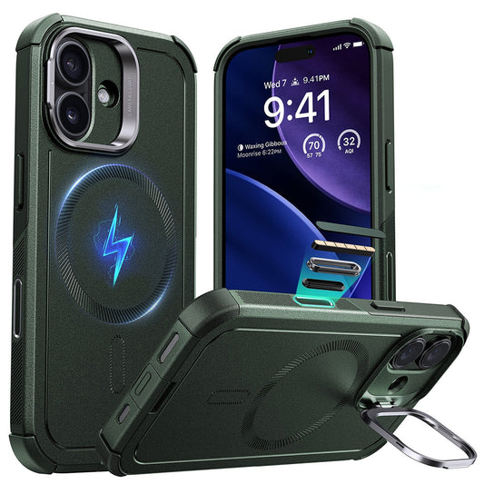 MagSafe Case for Apple iPhone 17, ESR, Cyber Armor Kickstand, Green