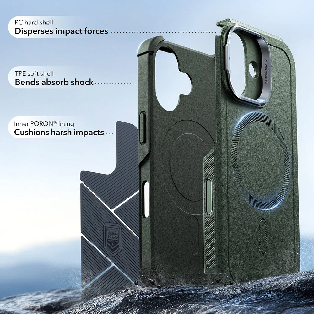 MagSafe Case for Apple iPhone 17, ESR, Cyber Armor Kickstand, Green