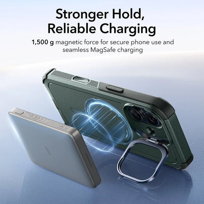 MagSafe Case for Apple iPhone 17, ESR, Cyber Armor Kickstand, Green