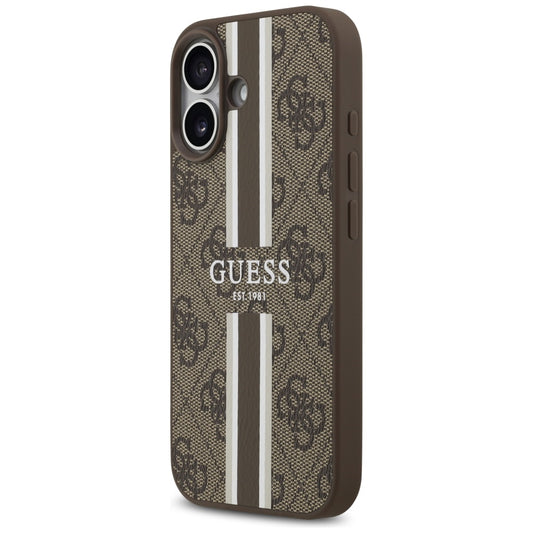 MagSafe Case for Apple iPhone 17, Guess, 4G Printed Stripes, Brown