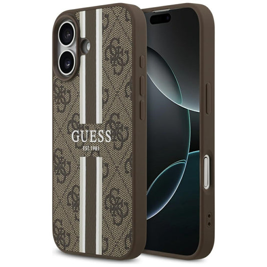 MagSafe Case for Apple iPhone 17, Guess, 4G Printed Stripes, Brown