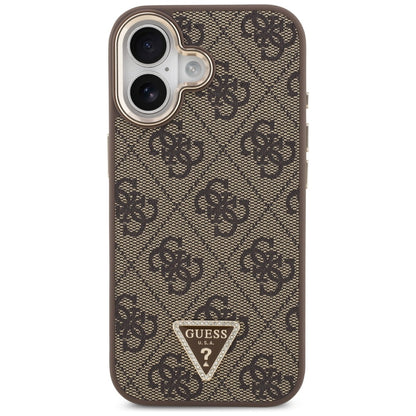 MagSafe Case for Apple iPhone 17, Guess, 4G Triangle Logo, Golden Brown