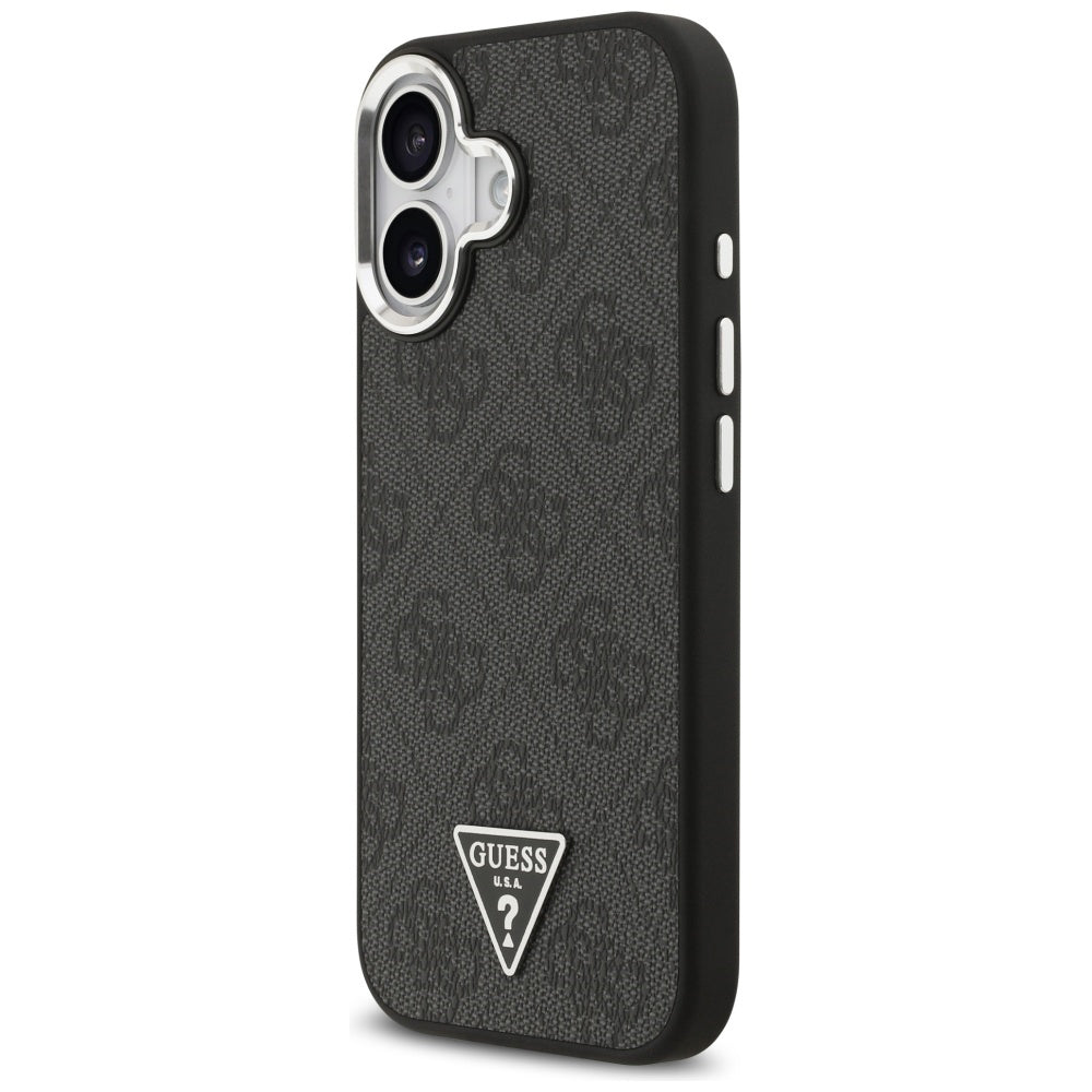 MagSafe Case for Apple iPhone 17, Guess, 4G Triangle Logo, Black Silver