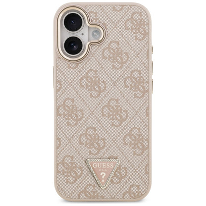 MagSafe Case for Apple iPhone 17, Guess, 4G Triangle Logo, Golden Pink
