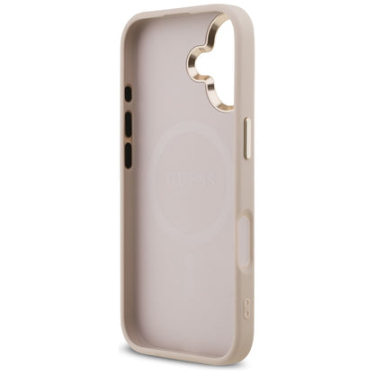 MagSafe Case for Apple iPhone 17, Guess, 4G Triangle Logo, Golden Pink