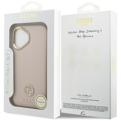 MagSafe Case for Apple iPhone 17, Guess, Grained Strass Logo, Pink