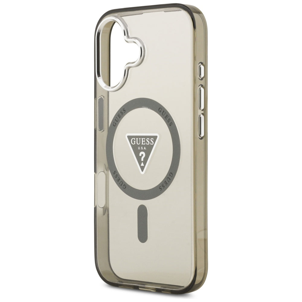 MagSafe Case for Apple iPhone 17, Guess, IML Gradient Triangle Logo, Silver Khaki