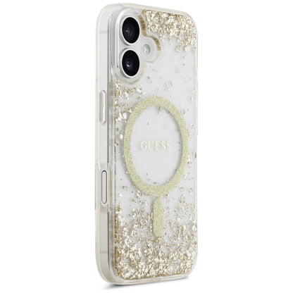 MagSafe Case for Apple iPhone 17, Guess, Resin Bottom Glitter, Gold