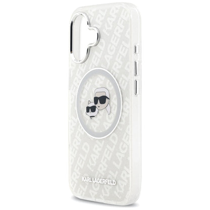 MagSafe Case for Apple iPhone 17, Karl Lagerfeld, IML Glitter Karl & Choupette's Heads, Grey