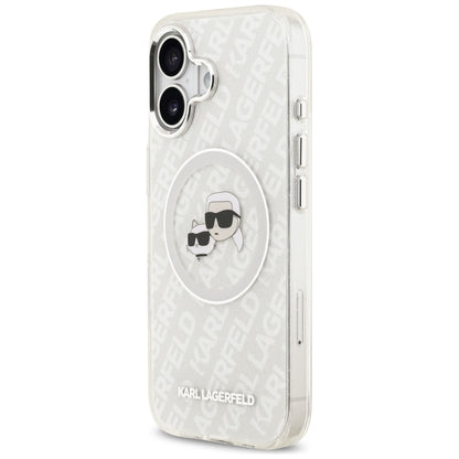 MagSafe Case for Apple iPhone 17, Karl Lagerfeld, IML Glitter Karl & Choupette's Heads, Grey