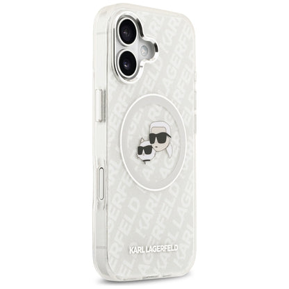 MagSafe Case for Apple iPhone 17, Karl Lagerfeld, IML Glitter Karl & Choupette's Heads, Grey