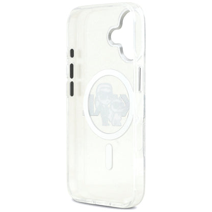 MagSafe Case for Apple iPhone 17, Karl Lagerfeld, IML Sketch Logo Glitter Karl & Choupette, Transparent