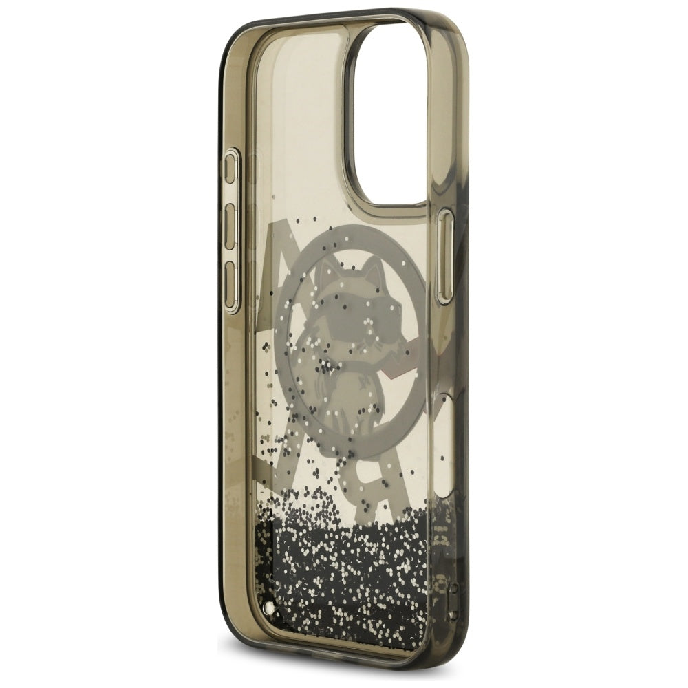 MagSafe Case for Apple iPhone 17, Karl Lagerfeld, Liquid Glitter Logo Choupette, Black