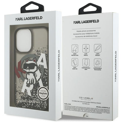 MagSafe Case for Apple iPhone 17, Karl Lagerfeld, Liquid Glitter Logo Choupette, Black