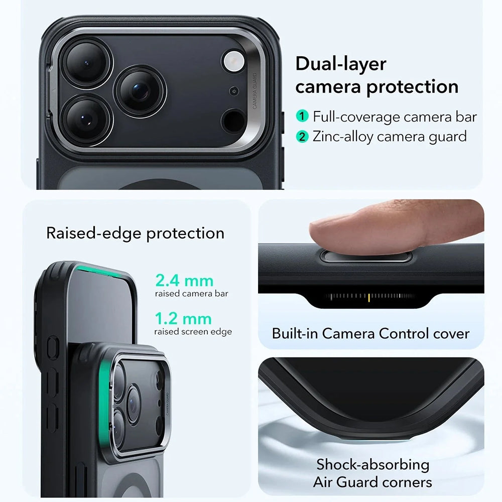 MagSafe Case for Apple iPhone 17 Pro, ESR, Classic Hybrid Kickstand, Satin Black