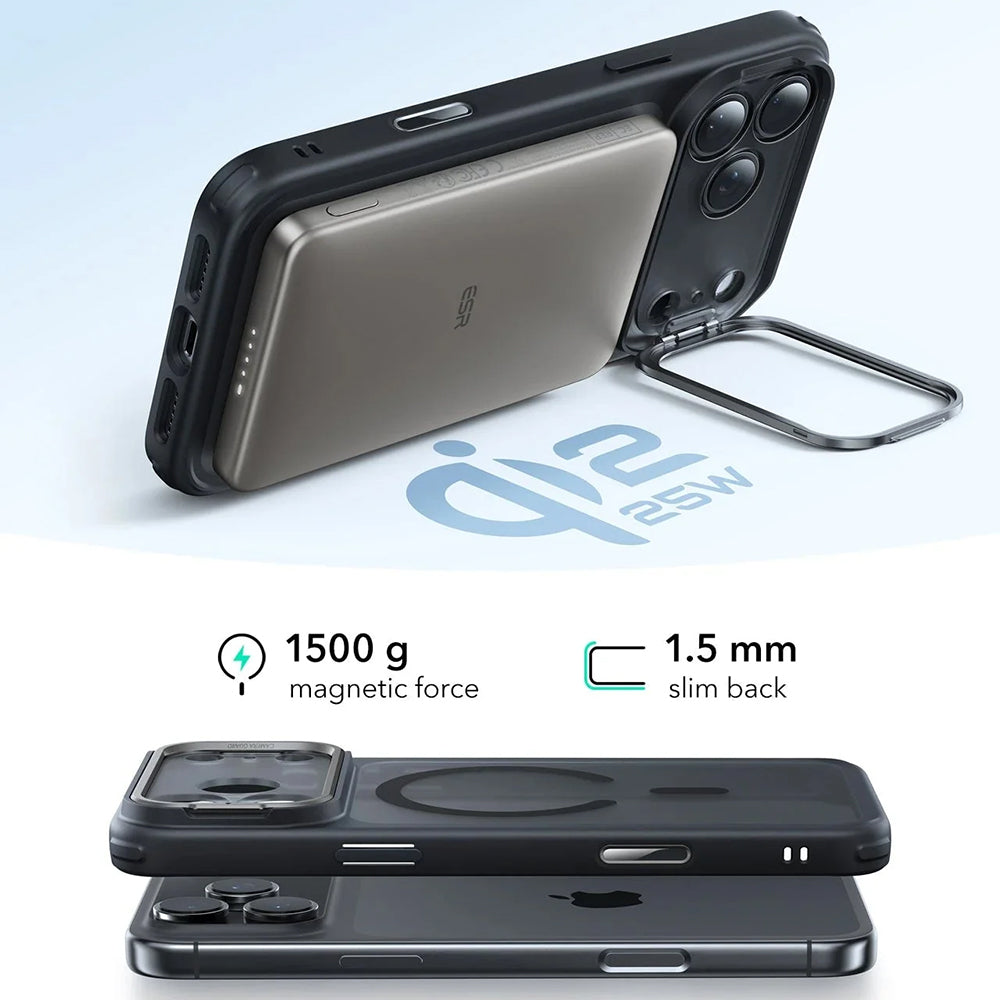 MagSafe Case for Apple iPhone 17 Pro, ESR, Classic Hybrid Kickstand, Satin Black