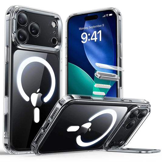 MagSafe Case for Apple iPhone 17 Pro, ESR, Classic Hybrid Kickstand, Transparent