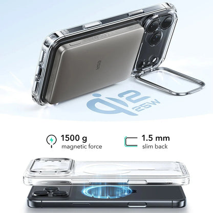 MagSafe Case for Apple iPhone 17 Pro, ESR, Classic Hybrid Kickstand, Transparent