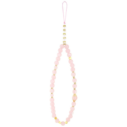 MagSafe Case for Apple iPhone 17 Pro, Guess, 4G Triangle Logo with Pearl Strap, Pink