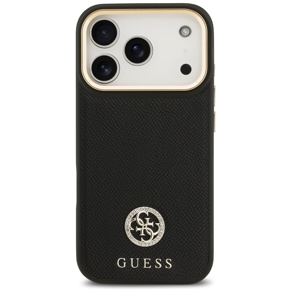MagSafe Case for Apple iPhone 17 Pro, Guess, Grained Strass Logo, Black