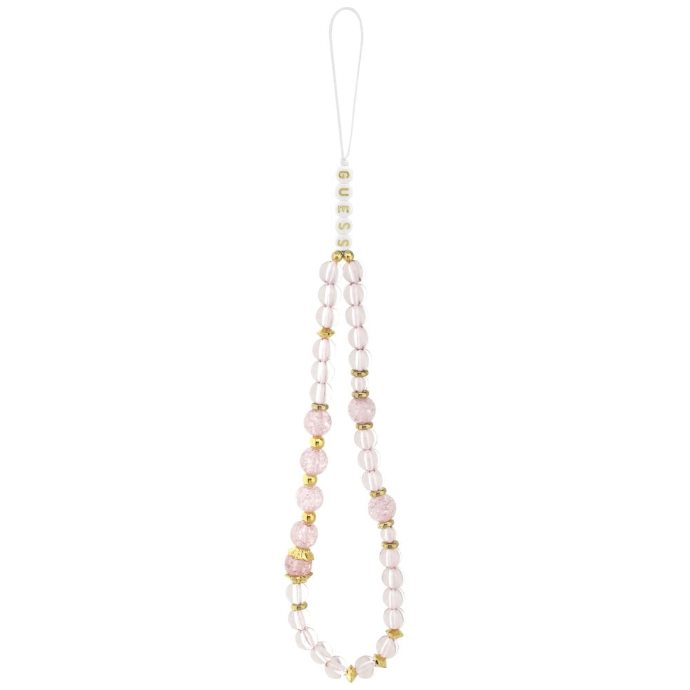 MagSafe Case for Apple iPhone 17 Pro, Guess, IML Flowers with Pearl Strap, Pink