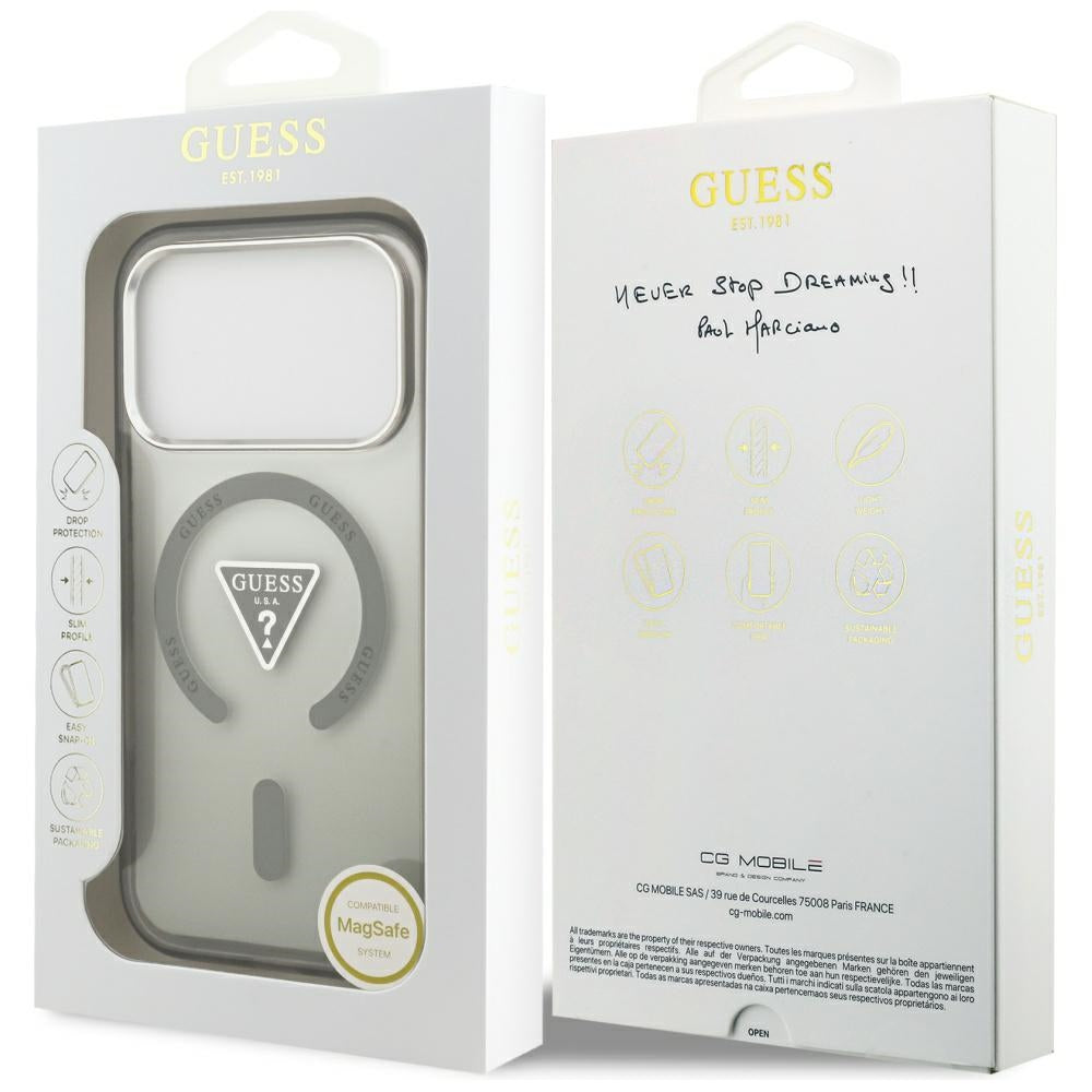 MagSafe Case for Apple iPhone 17 Pro, Guess, IML Gradient Triangle Logo, Khaki