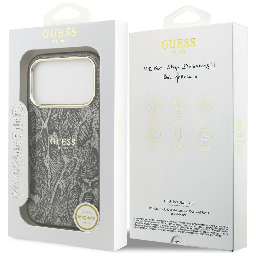 MagSafe Case for Apple iPhone 17 Pro, Guess, Python Pattern, Black