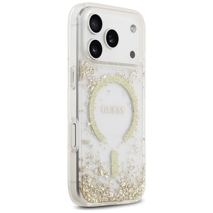 MagSafe Case for Apple iPhone 17 Pro, Guess, Resin Bottom Glitter, Gold