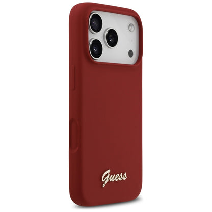 MagSafe Case for Apple iPhone 17 Pro, Guess, Script Metal Logo, Pink
