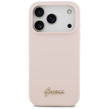 MagSafe Case for Apple iPhone 17 Pro, Guess, Script Metal Logo, Light Pink
