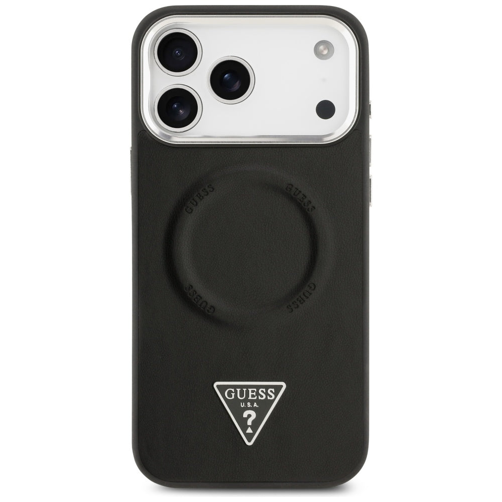MagSafe Case for Apple iPhone 17 Pro, Guess, Triangle Logo, Black Silver