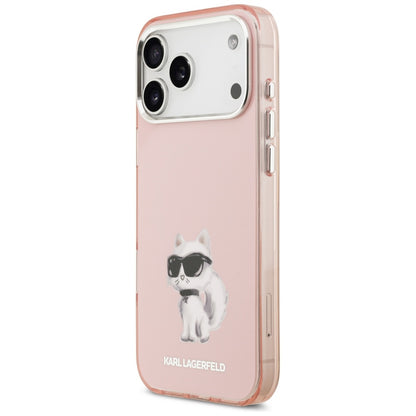 MagSafe Case for Apple iPhone 17 Pro, Karl Lagerfeld, IML Aquarelle Logo Choupette, Pink
