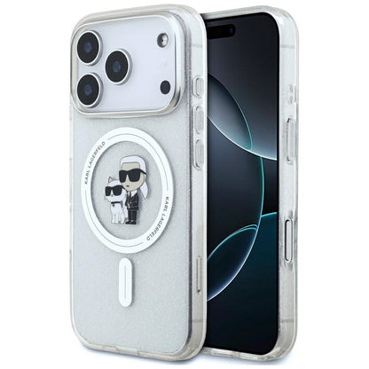 MagSafe Case for Apple iPhone 17 Pro, Karl Lagerfeld, IML Glitter Karl & Choupette, Transparent