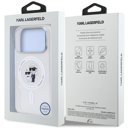 MagSafe Case for Apple iPhone 17 Pro, Karl Lagerfeld, IML Glitter Karl & Choupette, Transparent