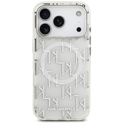 MagSafe Case for Apple iPhone 17 Pro, Karl Lagerfeld, IML KL Monogram, White