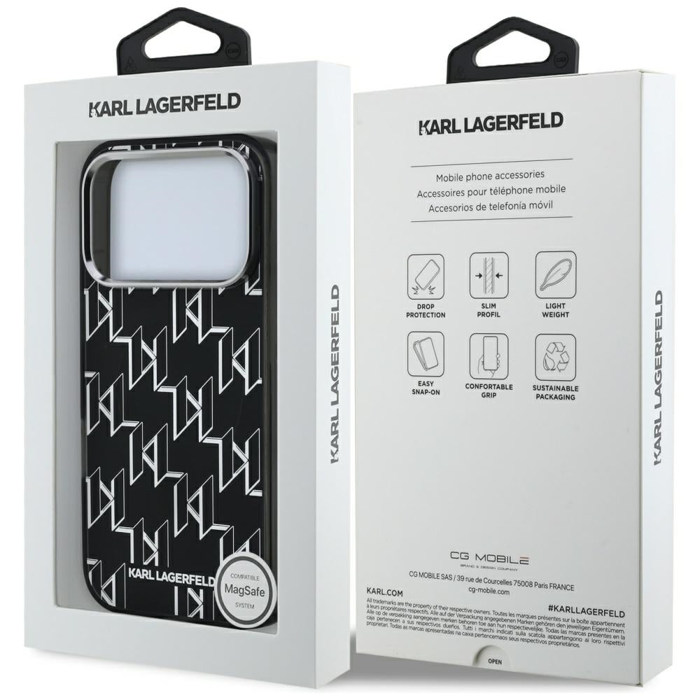 MagSafe Case for Apple iPhone 17 Pro, Karl Lagerfeld, IML KL Monogram, Black