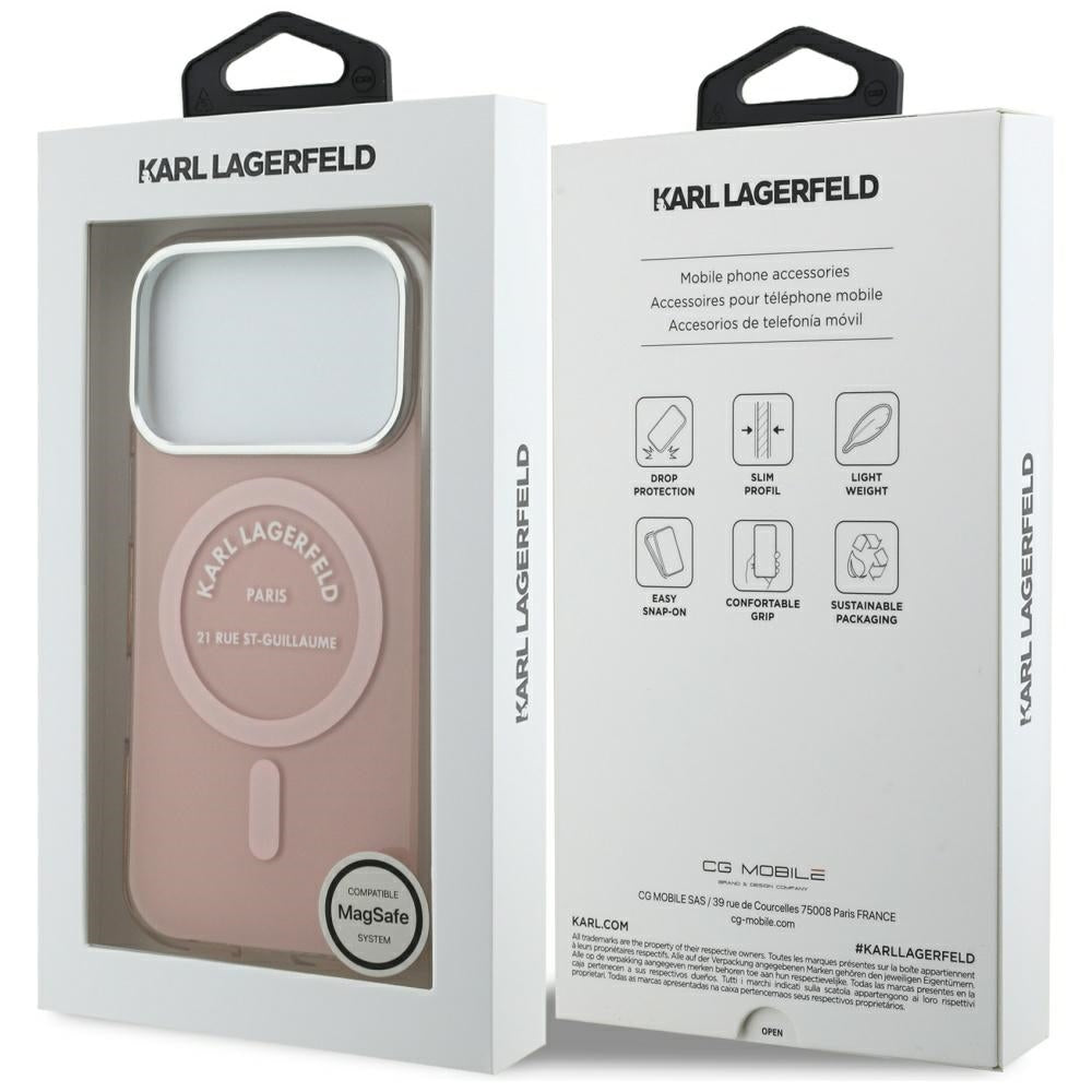 MagSafe Case for Apple iPhone 17 Pro, Karl Lagerfeld, IML Logo RSG, Pink