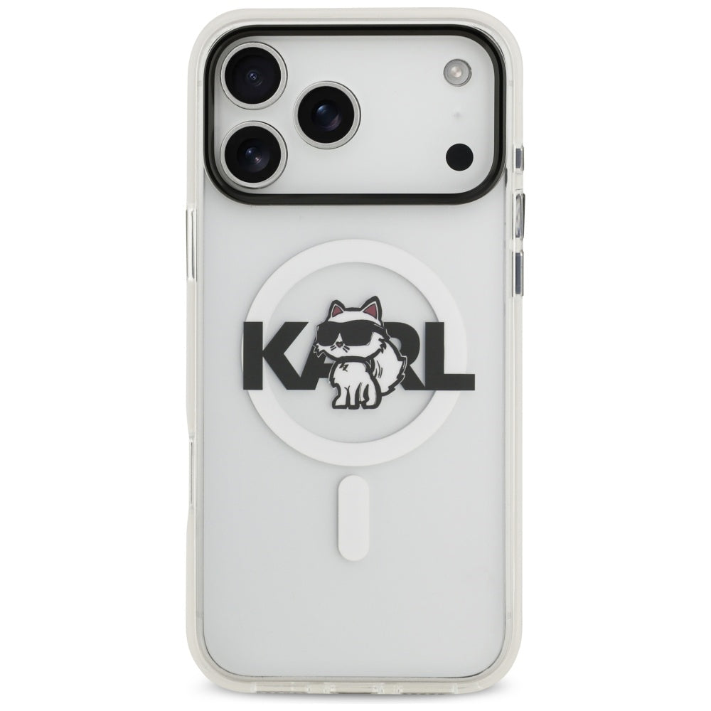 MagSafe Case for Apple iPhone 17 Pro, Karl Lagerfeld, IML Sketch Logo Choupette, Transparent