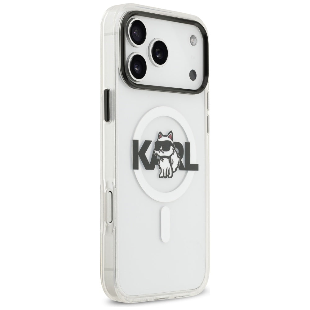 MagSafe Case for Apple iPhone 17 Pro, Karl Lagerfeld, IML Sketch Logo Choupette, Transparent