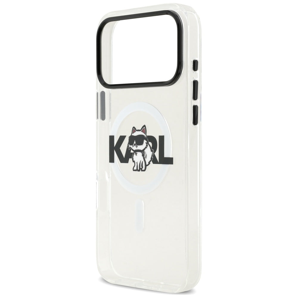MagSafe Case for Apple iPhone 17 Pro, Karl Lagerfeld, IML Sketch Logo Choupette, Transparent