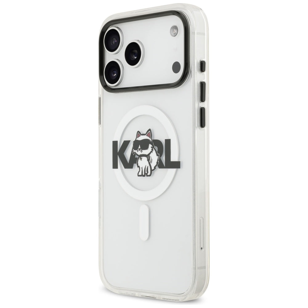MagSafe Case for Apple iPhone 17 Pro, Karl Lagerfeld, IML Sketch Logo Choupette, Transparent