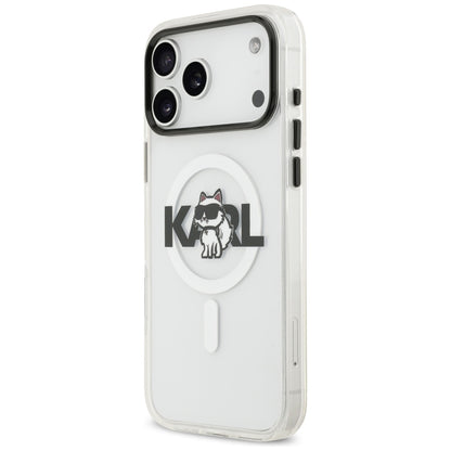 MagSafe Case for Apple iPhone 17 Pro, Karl Lagerfeld, IML Sketch Logo Choupette, Transparent