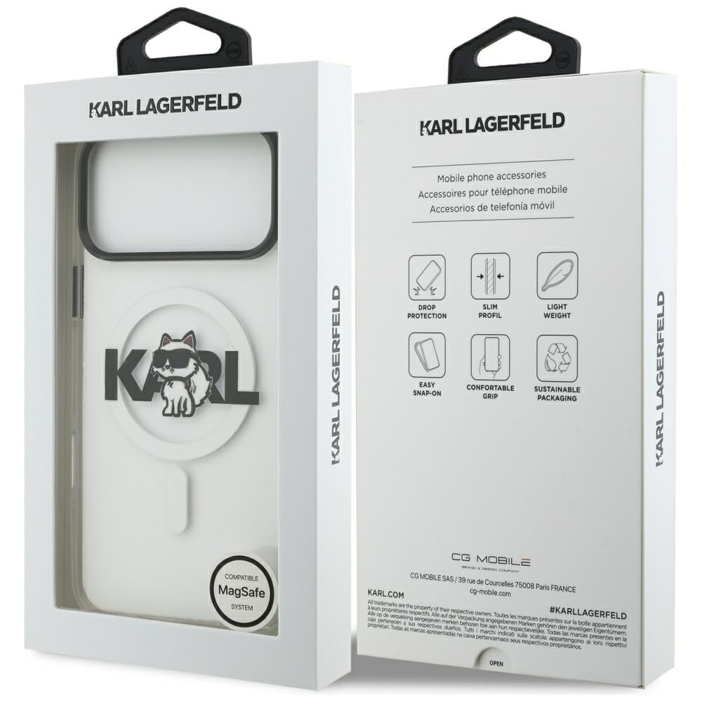 MagSafe Case for Apple iPhone 17 Pro, Karl Lagerfeld, IML Sketch Logo Choupette, Transparent