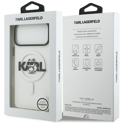 MagSafe Case for Apple iPhone 17 Pro, Karl Lagerfeld, IML Sketch Logo Choupette, Transparent