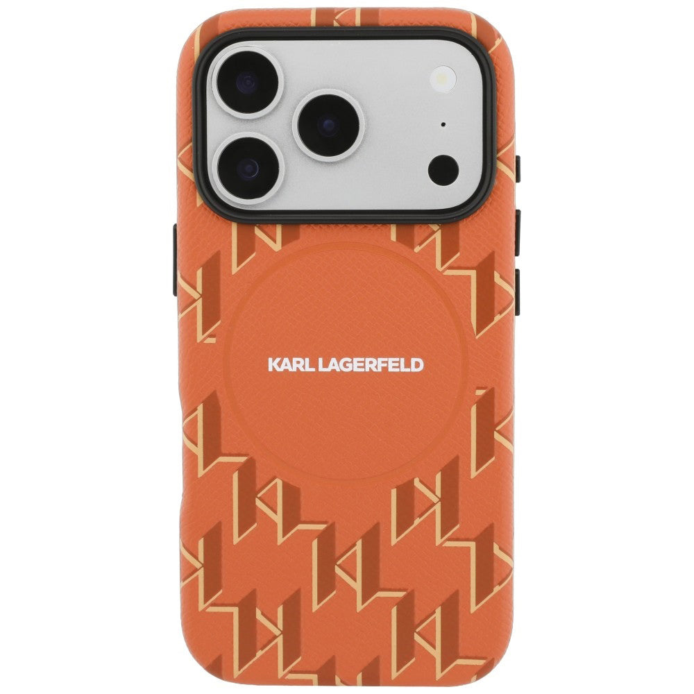 MagSafe Case for Apple iPhone 17 Pro, Karl Lagerfeld, KL Monogram Logo, Orange