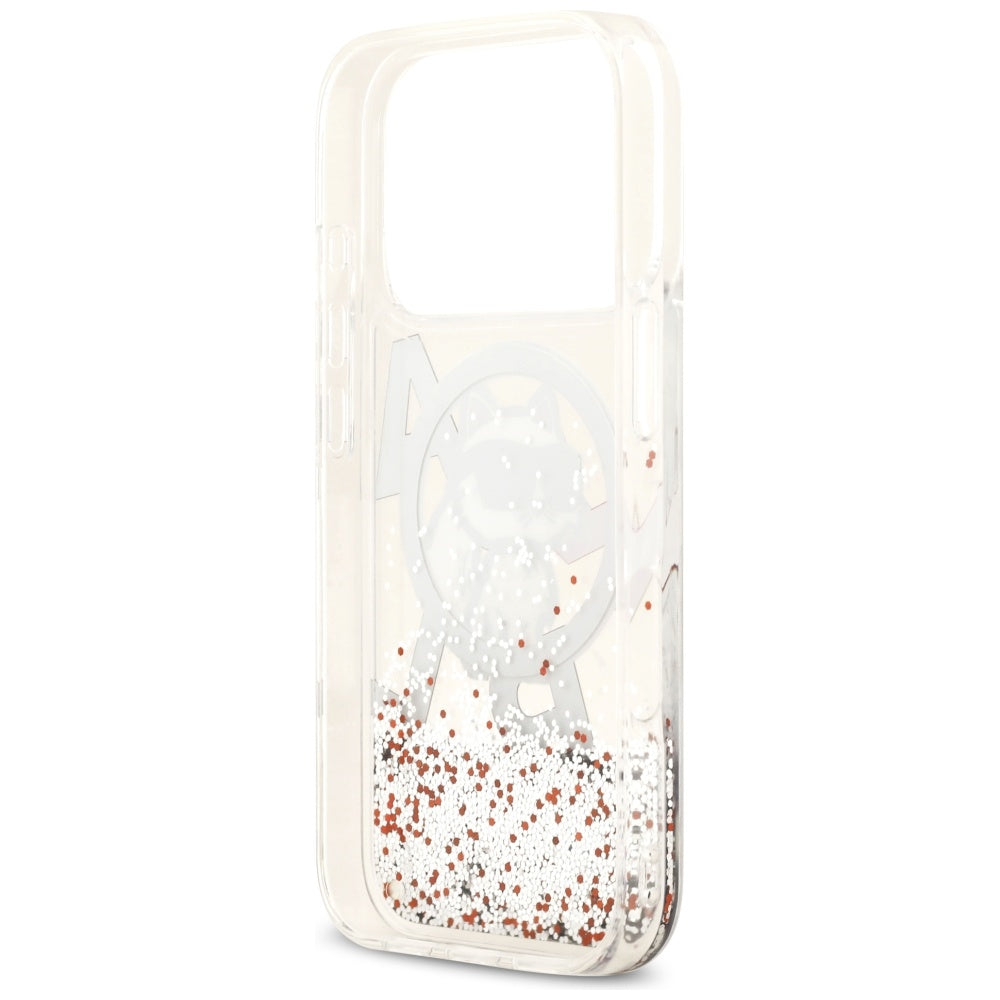 MagSafe Case for Apple iPhone 17 Pro, Karl Lagerfeld, Liquid Glitter Choupette Logo, Transparent